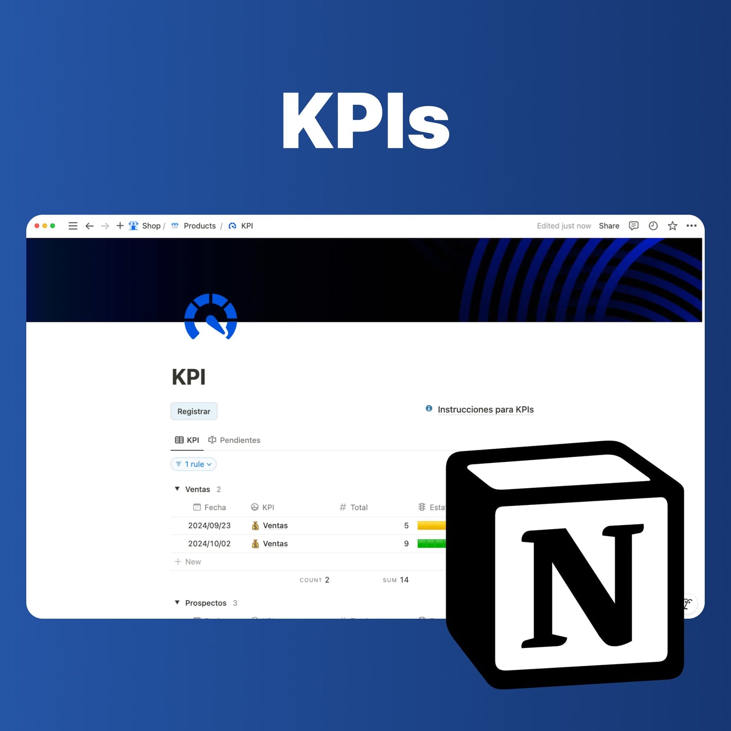 Template de KPIs para Notion