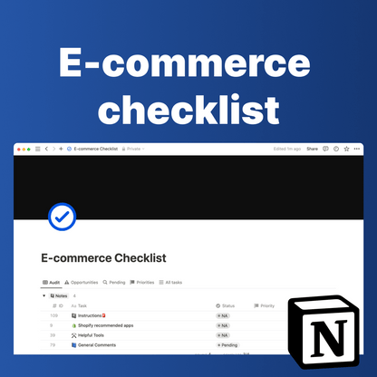 E-commerce Checklist Notion Template